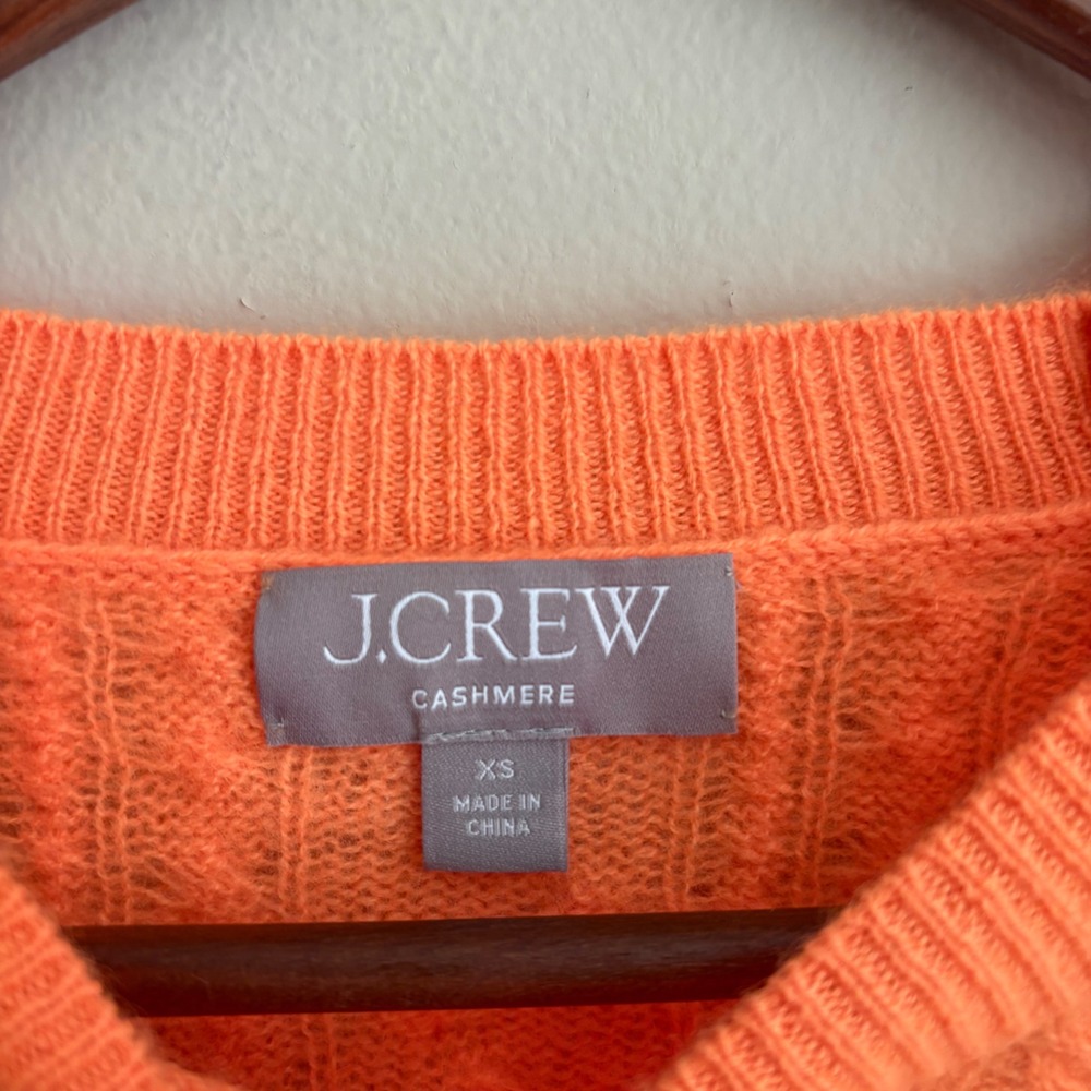 Modern Authentic Womens J. Crew Cashmere Orange Lightweight Cableknit Sweater - Picture 3 of 8
